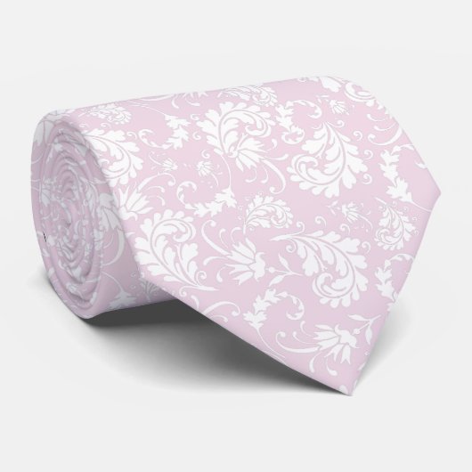 Pale Pink Floral Pattern Custom Necktie ネクタイ (ロール)