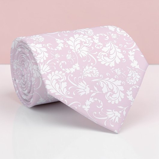 Pale Pink Floral Pattern Custom Necktie ネクタイ