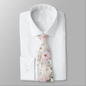 Pale pink flowers neck tie ネクタイ (タイ)