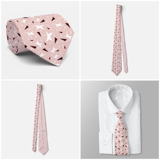 Pale Pink Geo Star & Triangle Pattern Tie ネクタイ