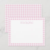 Pale Pink Gingham Check Personal Stationery Card サンキューカード (正面/裏面)