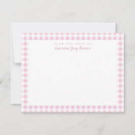 Pale Pink Gingham Check Personal Stationery Card サンキューカード