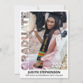 Pale Pink Graduation Class of 2026 Announcement 招待状 (正面)