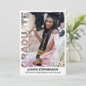 Pale Pink Graduation Class of 2026 Announcement 招待状 (スタンド正面)