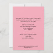 Pale Pink Graduation Class of 2026 Announcement 招待状 (裏面)