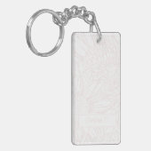 Pale Pink on White Chrysanthemums with Photo キーホルダー (正面左)