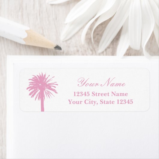 Pale pink palm tree logo address labels ラベル (インサイチュ)