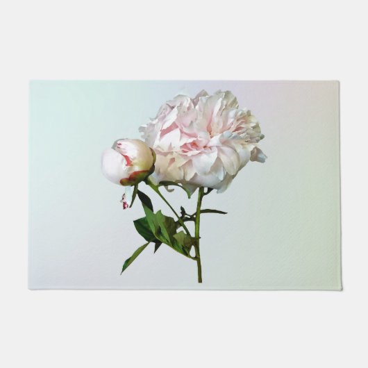 Pale Pink Peony and Bud ドアマット (正面)