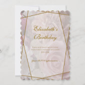 Pale Pink Rose Birthday Invitation Card サンキューカード (正面)
