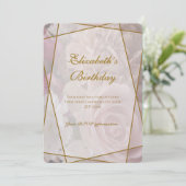 Pale Pink Rose Birthday Invitation Card サンキューカード (スタンド正面)