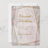 Pale Pink Rose Birthday Invitation Card サンキューカード (正面)