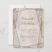Pale Pink Rose Birthday Invitation Card サンキューカード (正面)