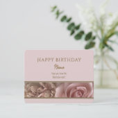 Pale Pink Rose Happy Birthday Greeting Card (スタンド正面)