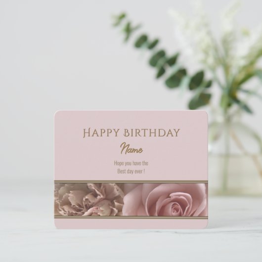 Pale Pink Rose Happy Birthday Greeting Card (スタンド正面)