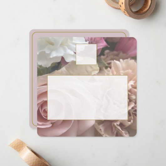 Pale Pink Rose Place Setting Card ノートカード (正面/裏面インサイチュ)