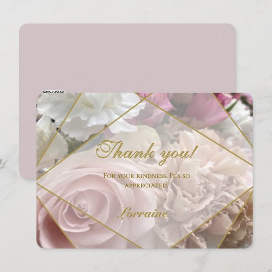 Pale Pink Rose Thank You Card サンキューカード (正面/裏面)