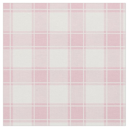 Pale Pink & White Buffalo Plaid ファブリック (クローズアップ)