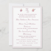 Pale PinkTwo Hearts Catholic Wedding Invitation 招待状 (正面)