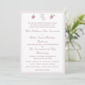 Pale PinkTwo Hearts Catholic Wedding Invitation 招待状 (スタンド正面)