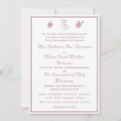 Pale PinkTwo Hearts Catholic Wedding Invitation 招待状 (正面)