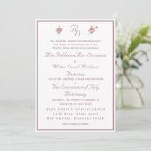 Pale PinkTwo Hearts Catholic Wedding Invitation 招待状 (スタンド正面)