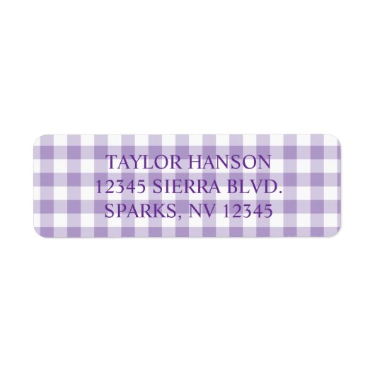 Pale Purple Farmhouse Gingham Plaid ラベル (正面)