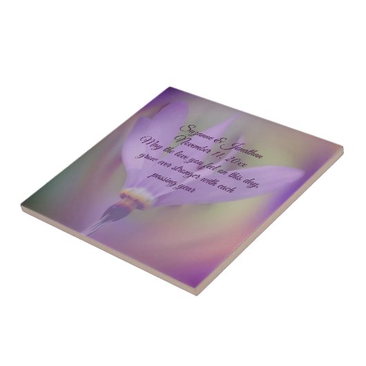 Pale Purple Flower Personalized Wedding  タイル (側面)