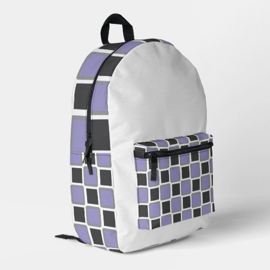 Pale Purple & Grey Modern Geometric Backpack  プリントバックパック (裏面左端)