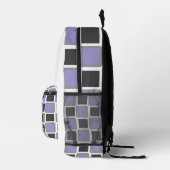 Pale Purple & Grey Modern Geometric Backpack  プリントバックパック (右)
