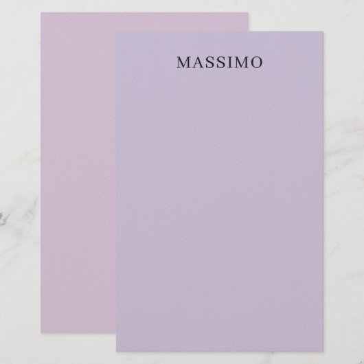 Pale Purple Professional Unique Classical Own Name 便箋 (正面/裏面)