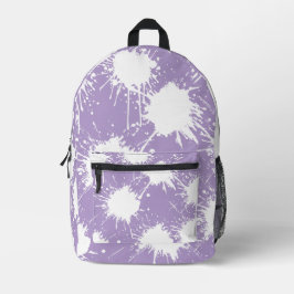 Pale Purple & White Paint Splatter Design  プリントバックパック
