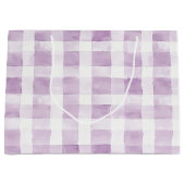Pale Purple White Plaid Stripes Birthday ラージペーパーバッグ (正面)