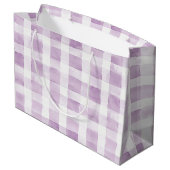 Pale Purple White Plaid Stripes Birthday ラージペーパーバッグ (裏面アングル)