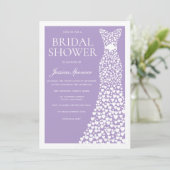Pale Purple & White Wedding Dress Bridal Shower 招待状 (スタンド正面)