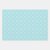 Pale Robin's Egg Blue & White Floral Lattice ラッピングペーパーシート (正面3)