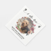 Pale Roses Frame Dog Photo Wedding スタンダードランチョンナプキン (角)