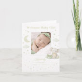 Pale Sage Baby Girl Birth Announcement Photo Card カード (正面)