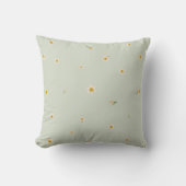 Pale Sage Japanese Narcissus Floral Pattern クッション (正面)