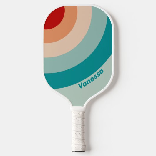 Pale Seaglass Circle Stripe with Name ピックルボールラケット (正面)