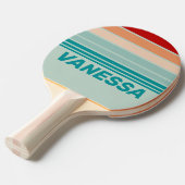 Pale Seaglass Horizon Striping with Name 卓球ラケット (正面アングル)