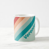 Pale Seaglass Stripes with Name コーヒーマグカップ (正面右)