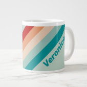 Pale Seaglass Stripes with Name ジャンボコーヒーマグカップ (正面右)