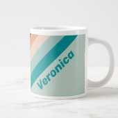 Pale Seaglass Stripes with Name ジャンボコーヒーマグカップ (右)