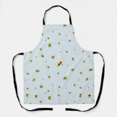Pale Sky Japanese Sunflower Floral Pattern エプロン (正面)