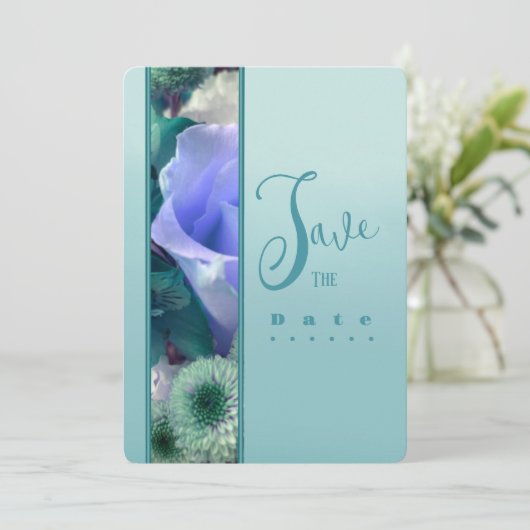 Pale Teal Rose Birthday Party Invitation 招待状 (スタンド正面)