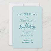 Pale Teal Rose Birthday Party Invitation 招待状 (裏面)
