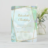 Pale Teal Rose Garden Birthday Invitation Card サンキューカード (スタンド正面)