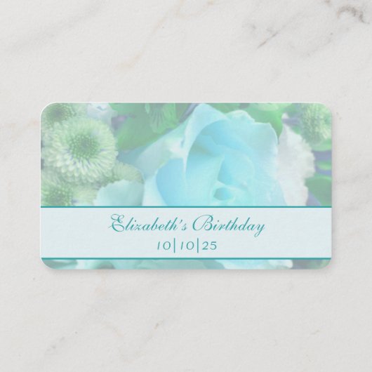 Pale Teal Rose Place Card プレイスカード (裏面)