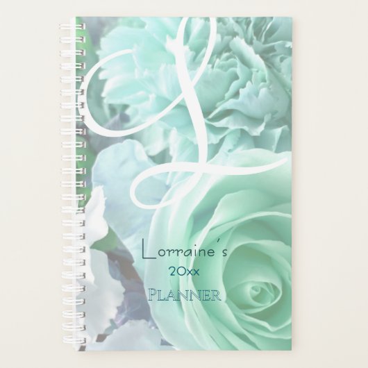 Pale Teal Rose Planner プランナー手帳 (正面)