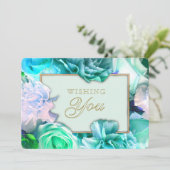 Pale Teal Rose Secret Gardens Birthday Card 招待状 (スタンド正面)